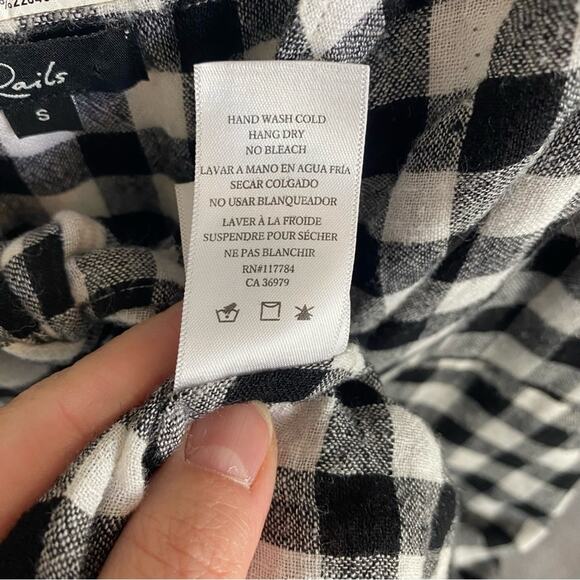 Rails Black & White Gingham Plaid Front Tie Cutout Sleeveless Mini Dress Small - Picture 8 of 10